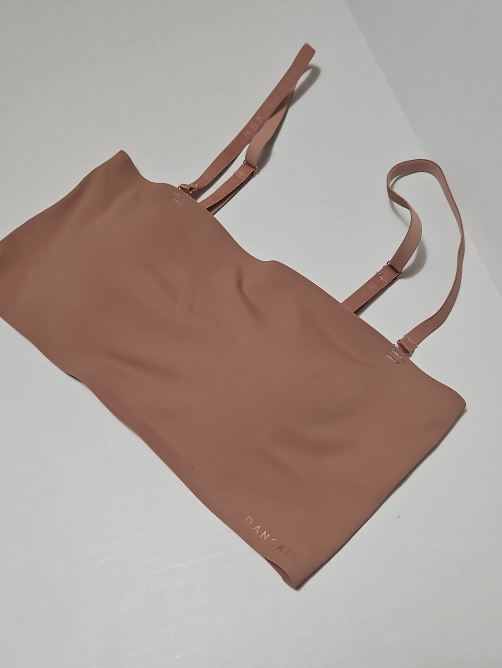 Danskin Adjustable Strapless Bandeau Camisole Mauve Brown Size L Removable Pads